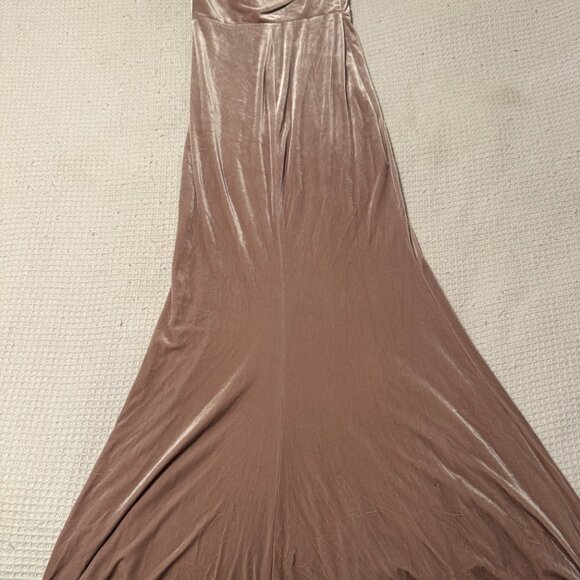 Revelry Champagne Suede Bridesmaid Dress - Picture 2 of 3